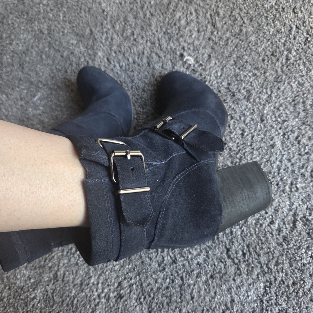 Vince Camuto Blue Ankle Booties with Double Buckles - Picture 3 of 6
